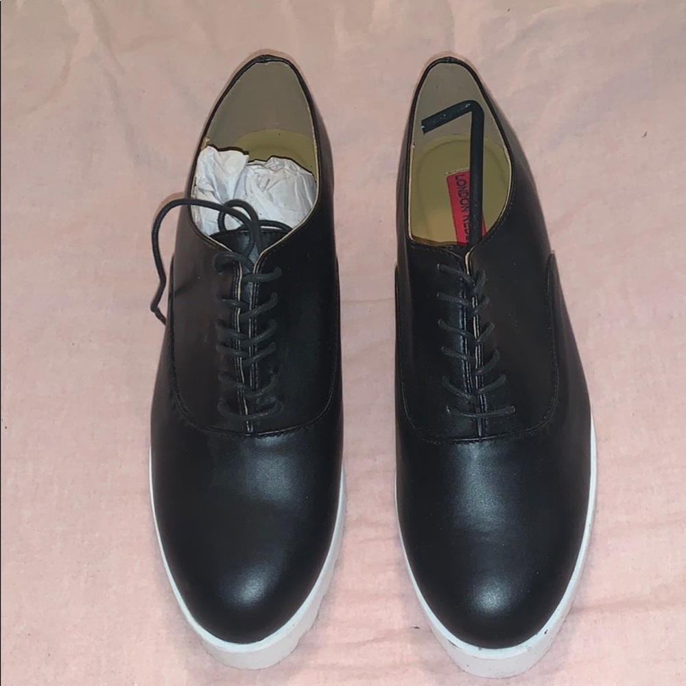 London Rebel Leather Flatform Loafers